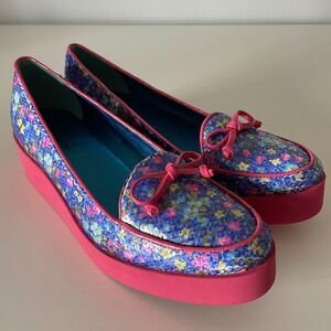 Bernardo Platform Loafer Floral Pink Blue‎ Sequin 7US Colorful Slip On